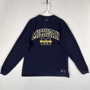 University of Michigan Football Blue Long Sleeve Shirt Mens Large Blue Logo UM